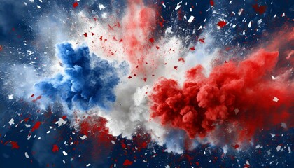 Patriotic Dust Explosion: American Flag Colors Celebrating Labor Day, Independence, and Memorial Day"