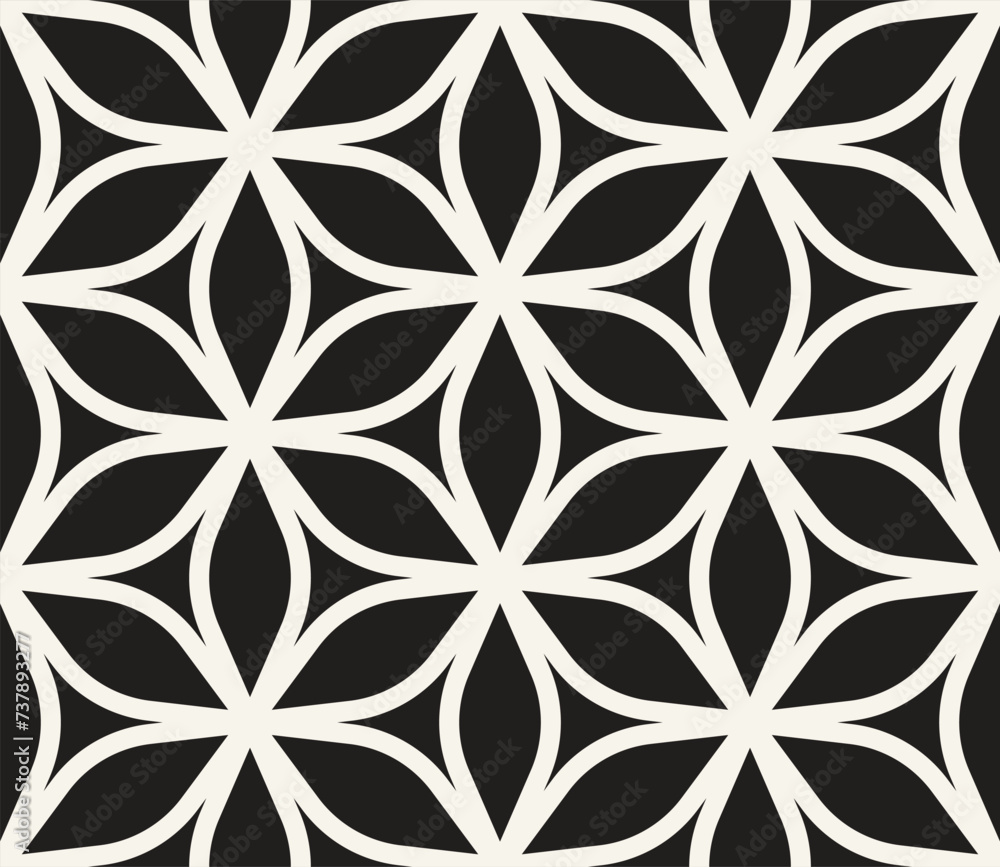 Wall mural vector seamless pattern. repeating geometric elements. stylish monochrome background design.