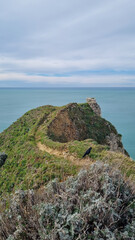 Spectacular natural cliffs Aval of Etretat and beautiful famous coastline, Normandy, France