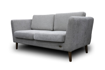 Gray large sofa on white background