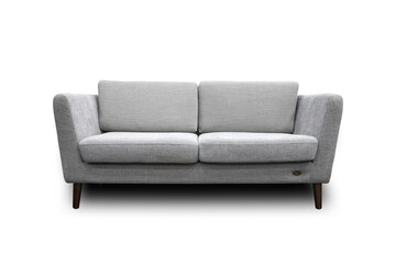 Gray large sofa on white background