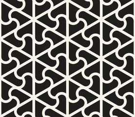 Vector seamless pattern. Repeating geometric elements. Stylish monochrome background design.