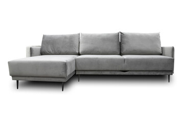 Gray large sofa on white background