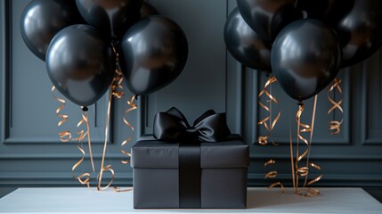 Balloon-tied Gift Box A Monthly Celebration Generative AI