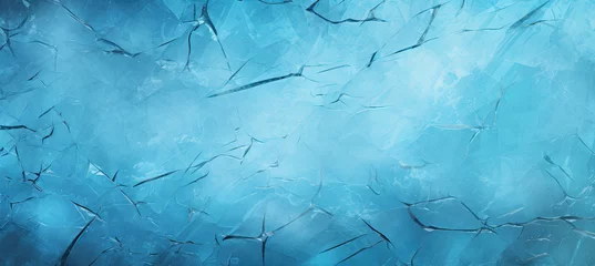 Fotobehang Abstract ice background. Blue background with cracks on the ice surface ©  Mohammad Xte