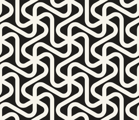 Vector seamless pattern. Repeating geometric elements. Stylish monochrome background design. - 737895052