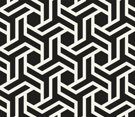 Vector seamless pattern. Repeating geometric elements. Stylish monochrome background design. - 737895258