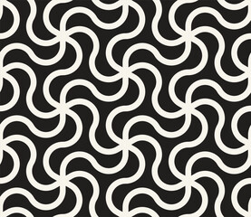 Vector seamless pattern. Repeating geometric elements. Stylish monochrome background design. - 737895661