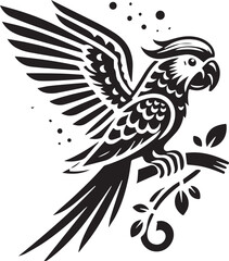 bird of parrot  -Tiki mochi bird Silhoutte-Parrot silhouette - Vector image of parrot 