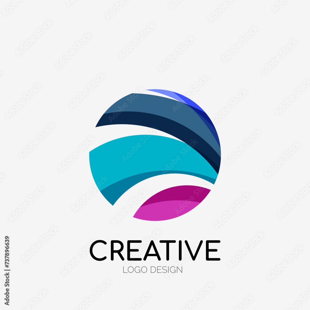 Poster Modern abstract logo design. Geometric vector art. Clean overlapping lines and abstract shapes. Perfect for modern brand