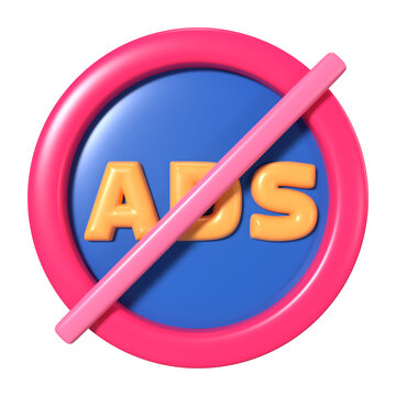 No Ads 3D Illustration Icon