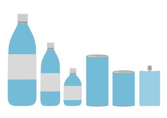 飲料水のイラストのセット_青2
