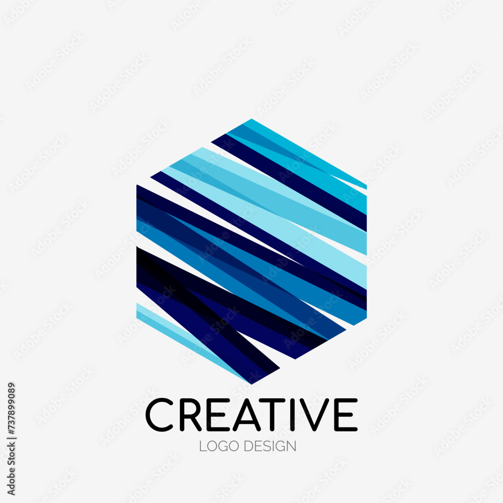 Poster Modern abstract logo design. Geometric vector art. Clean overlapping lines and abstract shapes. Perfect for modern brand