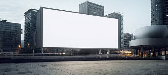  Large billboard advertisement and marketing mockup on modern building during daylight - obrazy, fototapety, plakaty