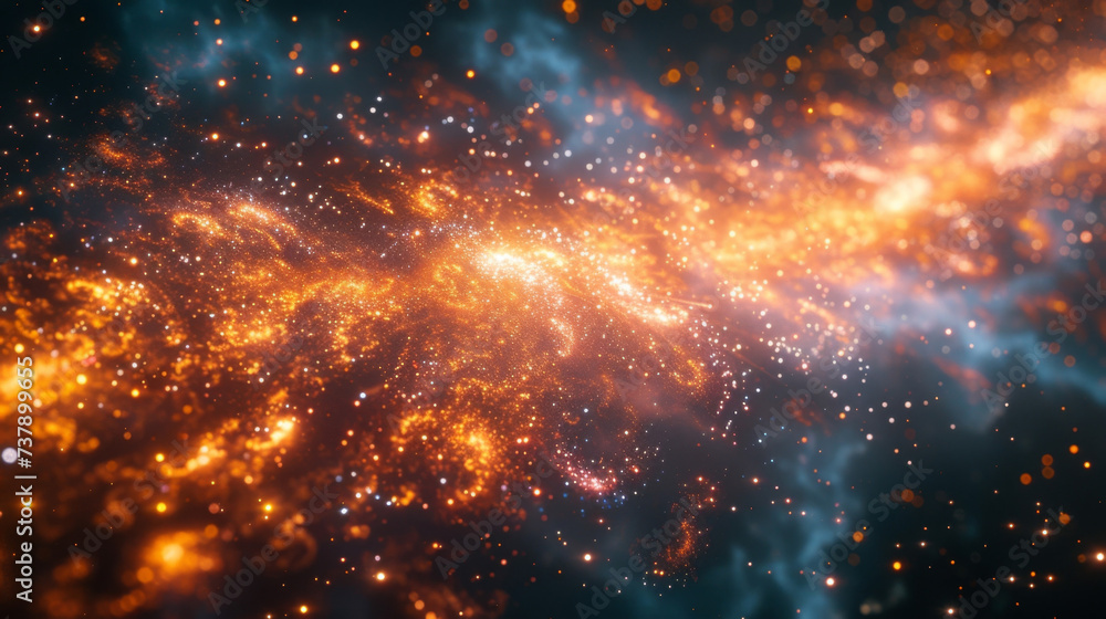 Poster Texture of a firework exploding in the sky showcasing a multitude of colors and movement in a split second.