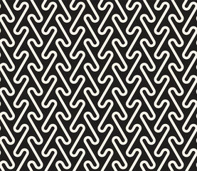 Vector seamless pattern. Repeating geometric elements. Stylish monochrome background design. - 737899673