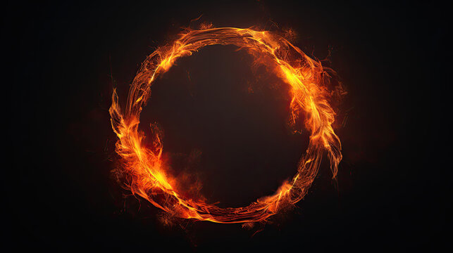 Fire circle shape. isolated on black background