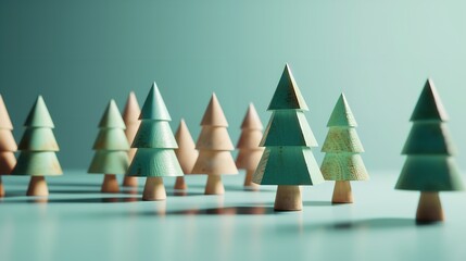 Illustration of Wooden Christmas Trees Toy