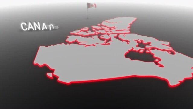 3d animated map of Canada gets hit and fractured by the text “Inflation”