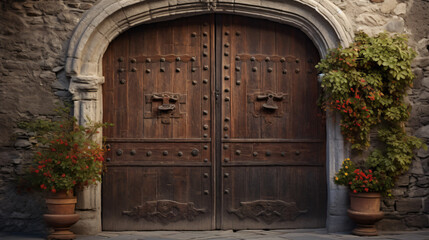 Original medieval wooden door