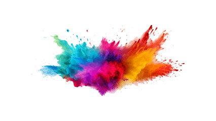 abstract powder splatted background. Colorful powder explosion on white background. colorful rainbow holi paint color powder explosion isolated white wide panorama background. colorful vibrant rainbow