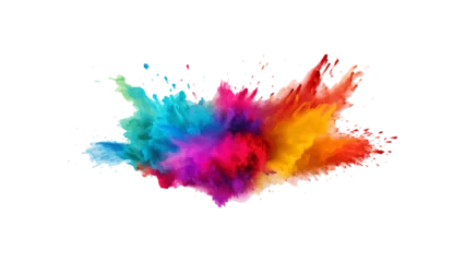 abstract powder splatted background. Colorful powder explosion on white background. colorful rainbow holi paint color powder explosion isolated white wide panorama background. colorful vibrant rainbow © Towhidul