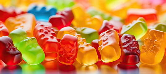 Fototapeta na wymiar Yummy gummy candies background for children