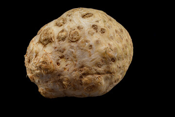 Isolated Fresh Celeriac On A Black Background
