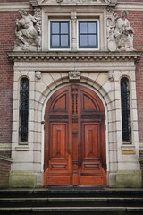 Fototapeta na wymiar Amsterdam Royal Tropical Institute Building Side Entrance, Netherlands