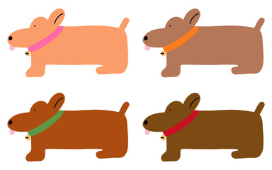 Sausage Dog Cartoon illustration Dachshund Cartoon Set Collection Cute Dog Minimal Dog Doodle Dog