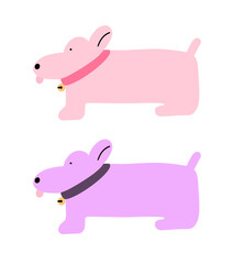 Sausage Dog Cartoon illustration Dachshund Cartoon Set Collection Cute Dog Minimal Dog Doodle Dog