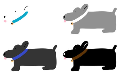 Sausage Dog Cartoon illustration Dachshund Cartoon Set Collection Cute Dog Minimal Dog Doodle Dog