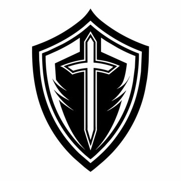 Templar Shield Medieval with Christian Cross Logo design