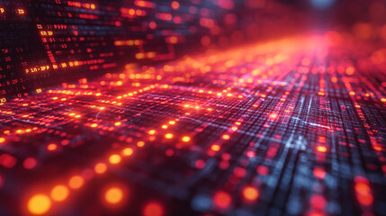 Vibrant Neon Lights Illuminate Advanced Circuit Board Technology Highlighting P2P Communication Protocols in a High-Tech Data Network