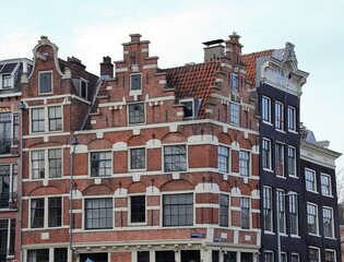 Amsterdam Prinsengracht Canal House Exterior with Stepped Gable, Netherlands