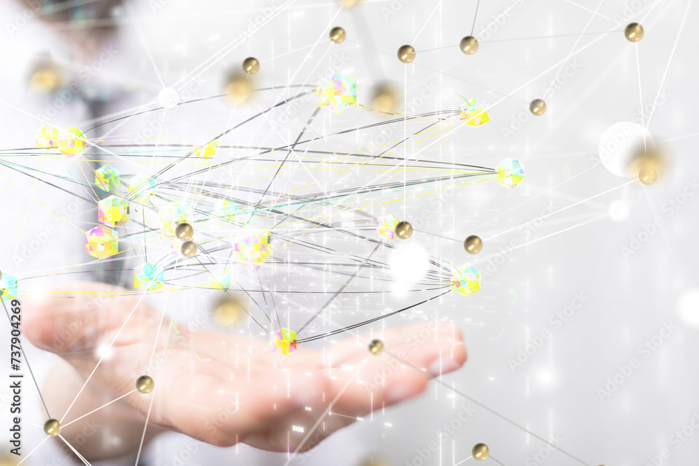 Poster conference digital network and data concept 3d