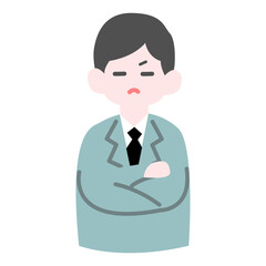 腕を組んで怒る男性作業員