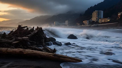 Deurstickers Coastal storm in Liguria Northern Italy. © Salman