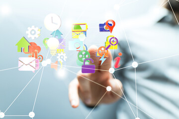Futuristic in Industry 4.0 and business virtual diagram