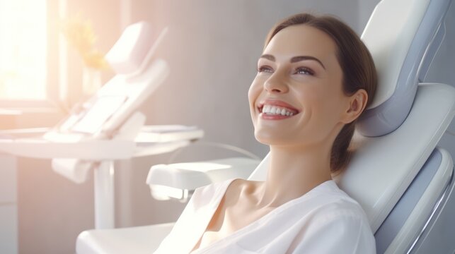 beautiful woman during teeth checking at a dental clinic, dentistry concept