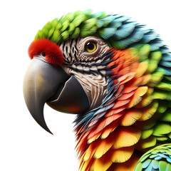 close up of a parrot isolated on a transparent background