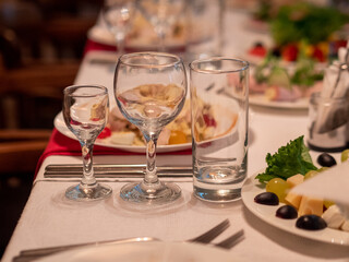 Table set for an event party or wedding reception. Selective focus