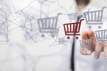Shopping Cart Flat Design E-Commerce Icon - neural network exposure digital
