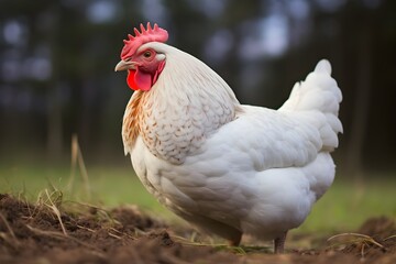 Fototapeta premium Cute chicken illustration. Farm animals, Illustration of nature domestic bird, animals background, country, farmer rustic, farms.