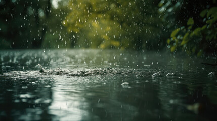 Close-up photo of heavy rain - Powered by Adobe
