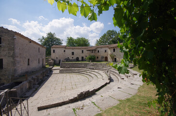 View of the theater in the archaeological site of Altilia located in Sepino, Molise, Italy