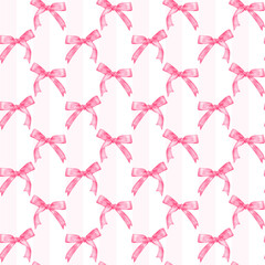 Coquette hot pink bow seamless pattern