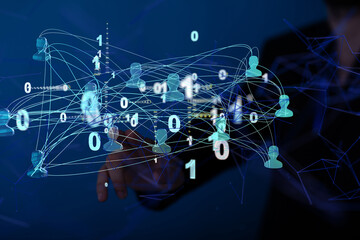 Abstract technology group and data 3d - neural network exposure digital