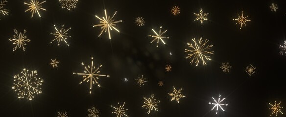 Falling snow at night. Bokeh lights