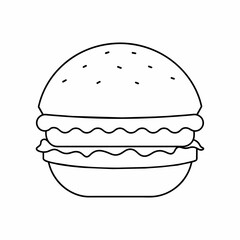 A burger in line art vector